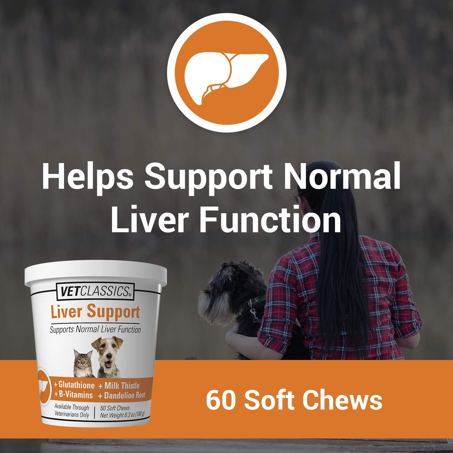 Vet Classics Liver Support: gomitas suaves para perros y gatos, fáciles de masticar.