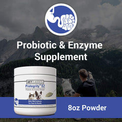 Envase práctico Protegrity EZ, polvo de Vet Classics para facilitar la dosificación diaria.