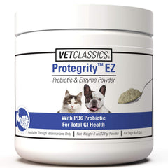 Vet Classics Protegrity EZ, probiótico en polvo para perros y gatos, apoyo digestivo.