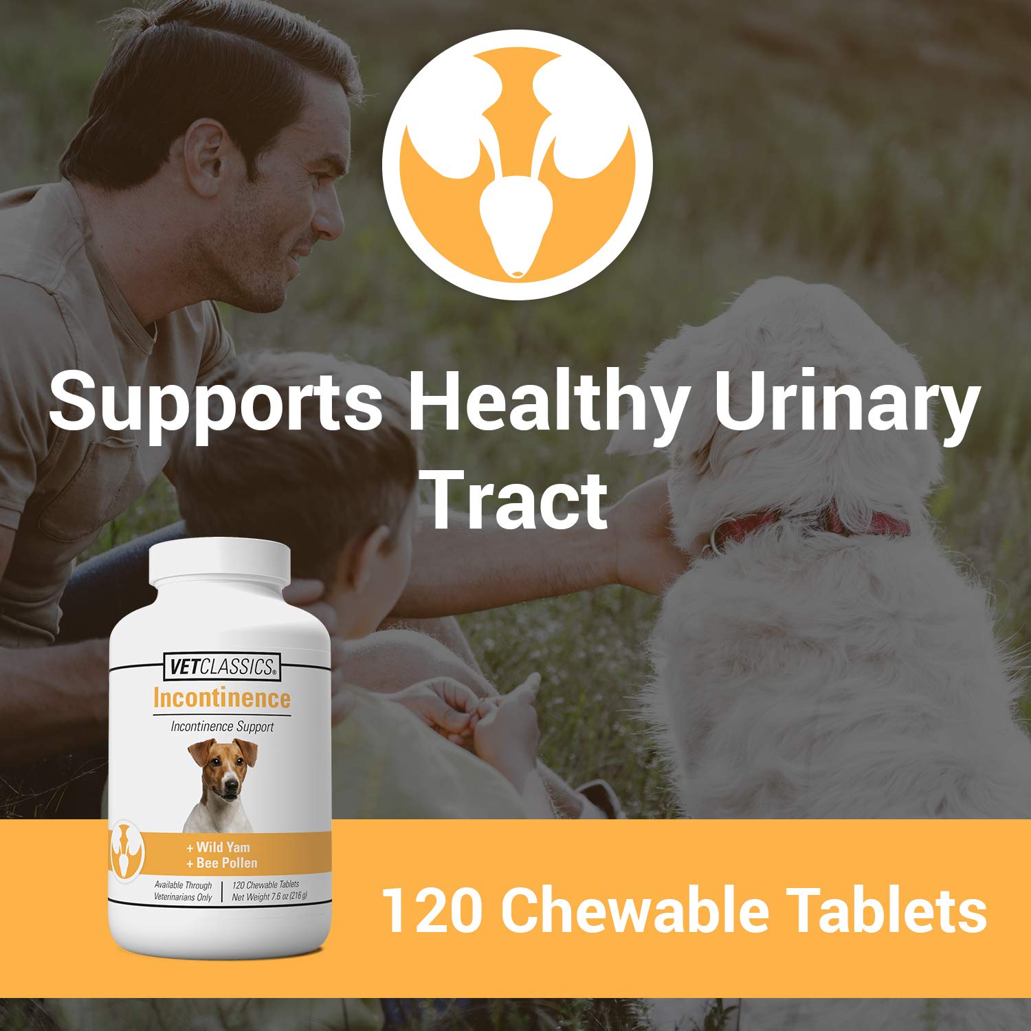 Vet Classics tabletas masticables para perro, apoyo suave para la continencia.