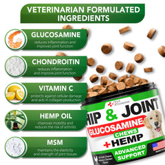 Vet Promise ingredientes cáñamo y glucosamina, posible soporte articular.