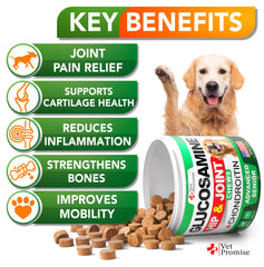 Vet Promise Glucosamina Avanzada para Perro, masticables, apoyo a la movilidad diaria