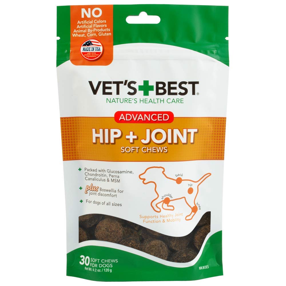 Vet’s Best envase gomitas articulación para perros, apoyo diario a movilidad.