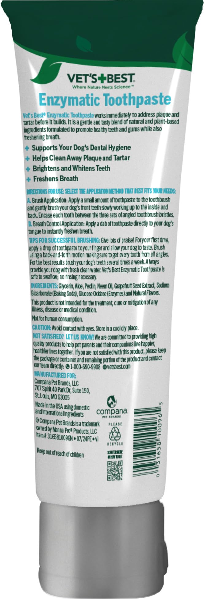 Bienestar oral de perros con tratamiento enzimático Vet's Best