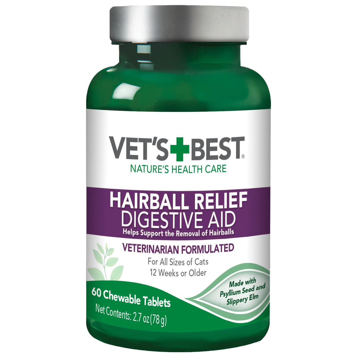 Vet's Best tabletas masticables sabor pollo para alivio de bolas de pelo en gatos.