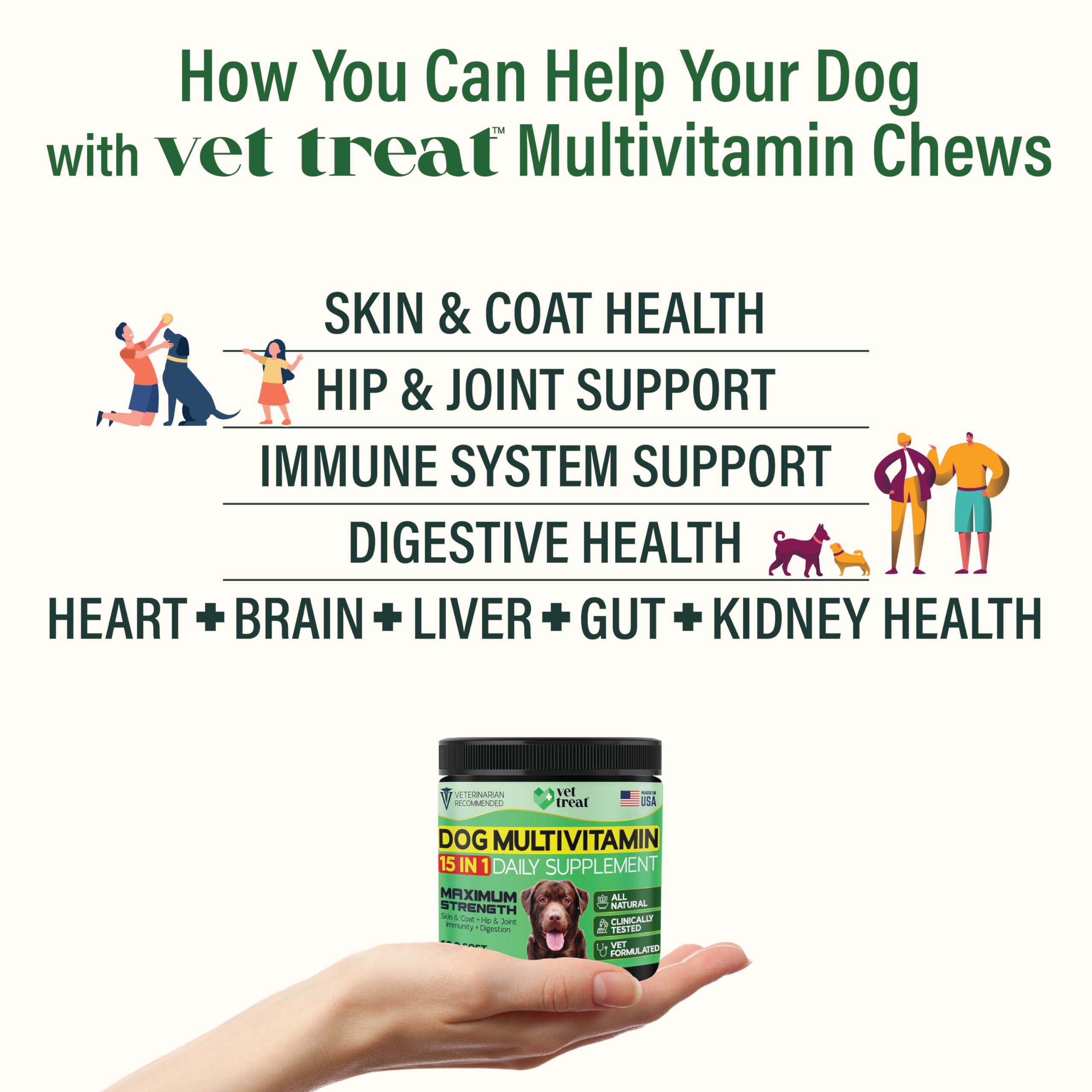 Gominolas Vet Treat con sabor a pollo para perros activos.