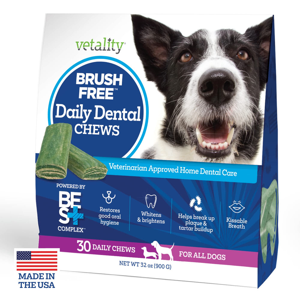 Vetality masticables dentales para perros en empaque frontal, ideal para rutina diaria.