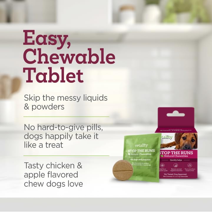 Saveur poulet Vetality Stop The Runs, plaisir gustatif et traitement pratique.