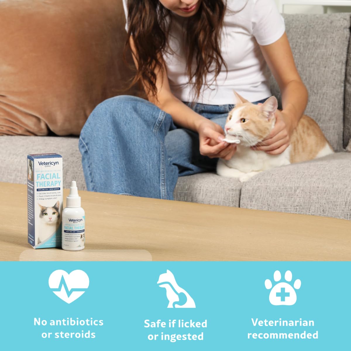Vetericyn Plus Aplicación diaria para la piel de gatos, alivio suave.