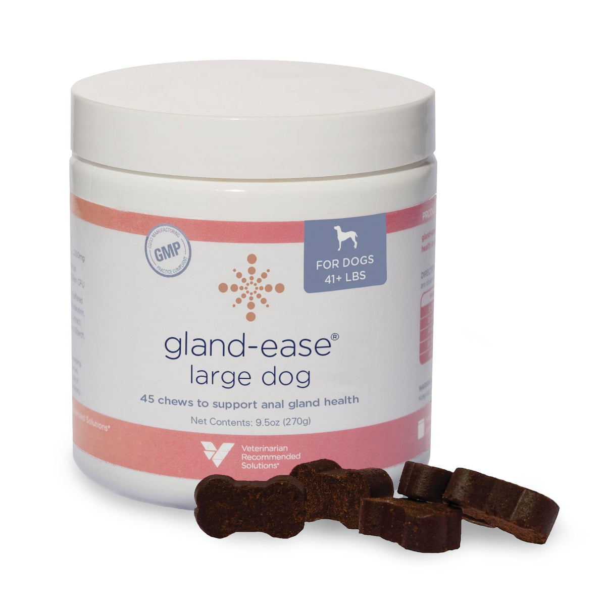 Gland-Ease en empaque para perro grande, facilita la rutina diaria