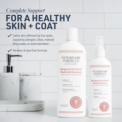 Veterinary Formula Clinical Care aerosol antipicor, aplicacion rapida entre lavados para comodidad de mascotas.