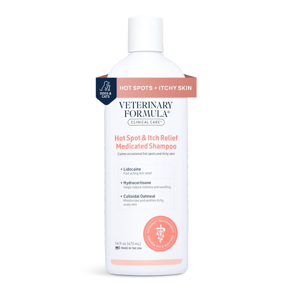 Champú Veterinary Formula Clinical Care para zonas irritadas alivia rápidamente el picor