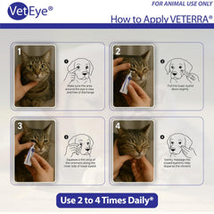 VetEye crema ocular para gatos, aplicación tópica fácil.