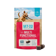 Bouteille VetIQ 8-en-1 et friandises molles pour chien, pratique et appétentes.