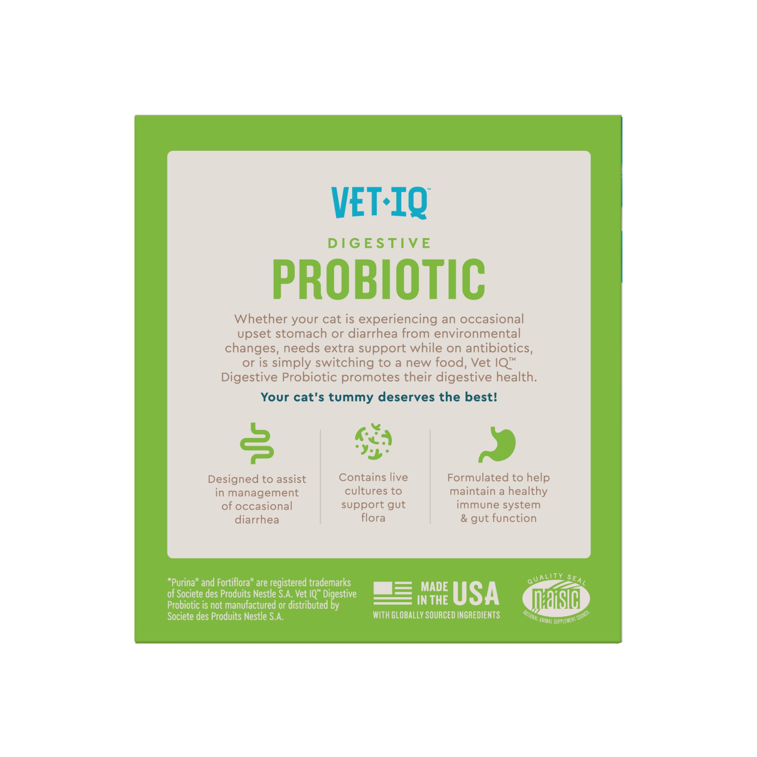 VetIQ probiótico para gatos, sabor agradable que anima a comer.