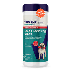 Dermabliss de Vetnique: toallitas faciales para perros, limpieza suave de pliegues.