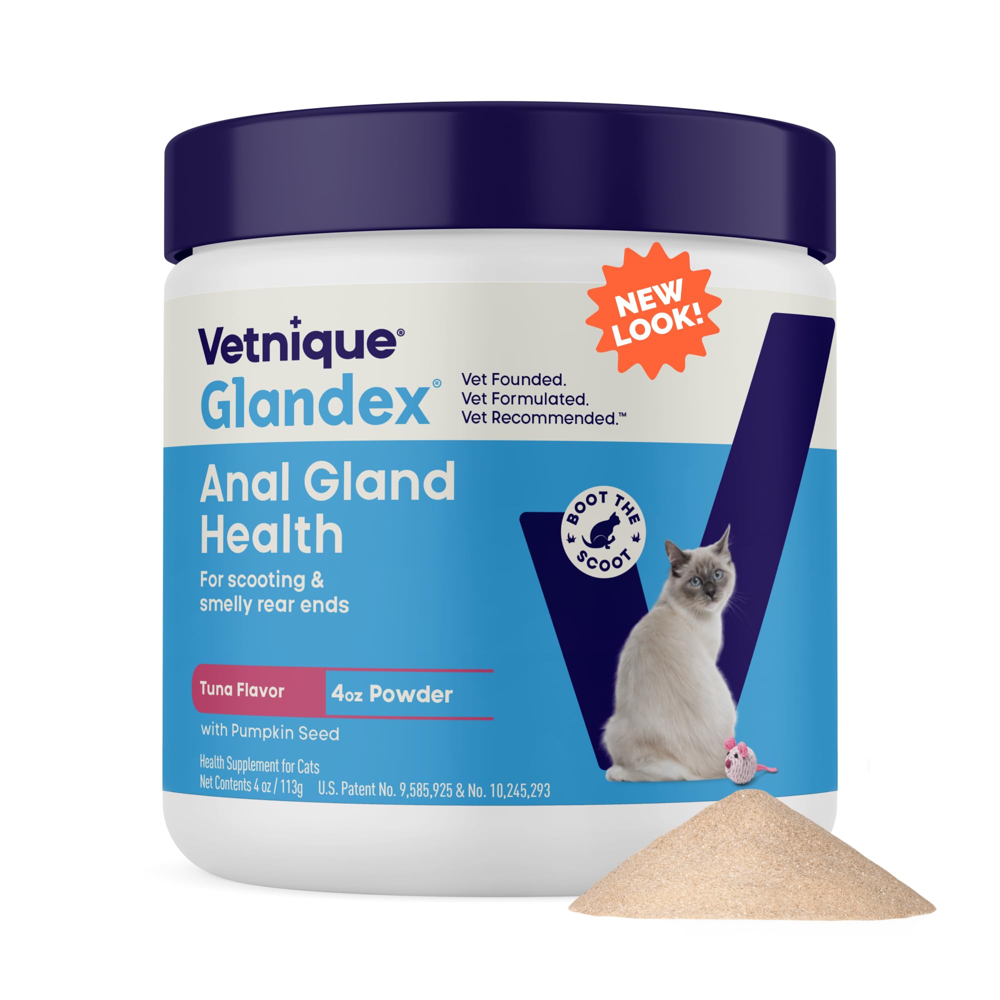 Glandex para gatos, polvo con sabor a atún para apoyar la digestión diaria.