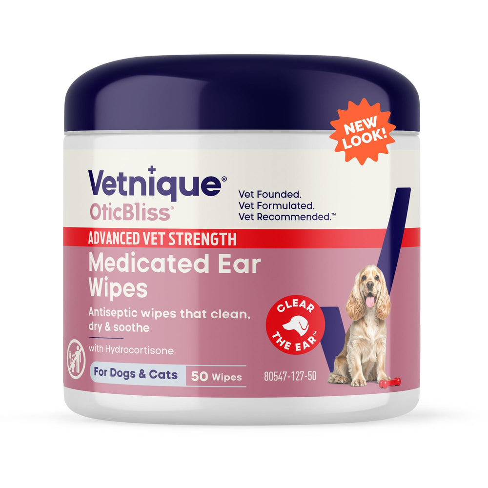 Oticbliss de Vetnique: toallitas orejas para perros y gatos, limpieza suave.