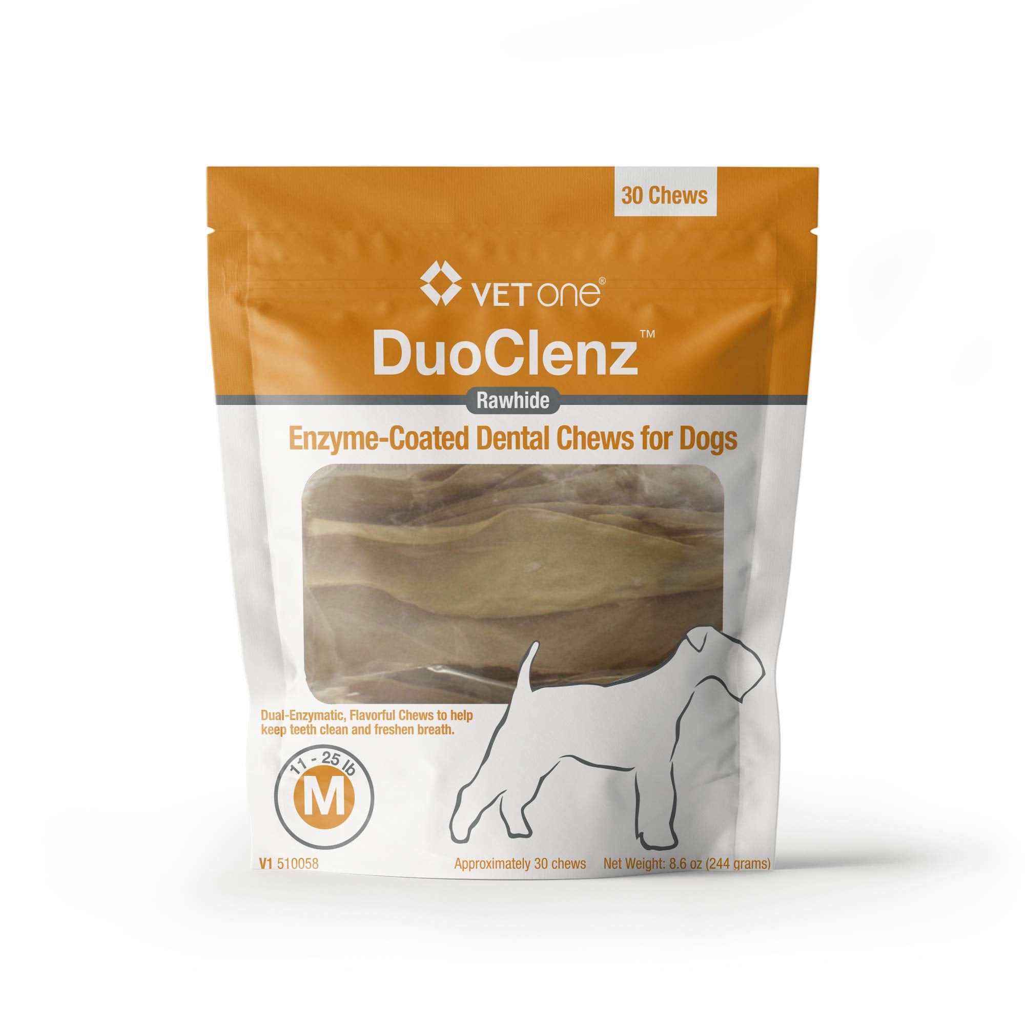 Vet One DuoClenz masticables dentales enzimados para limpieza bucal diaria de perros medianos