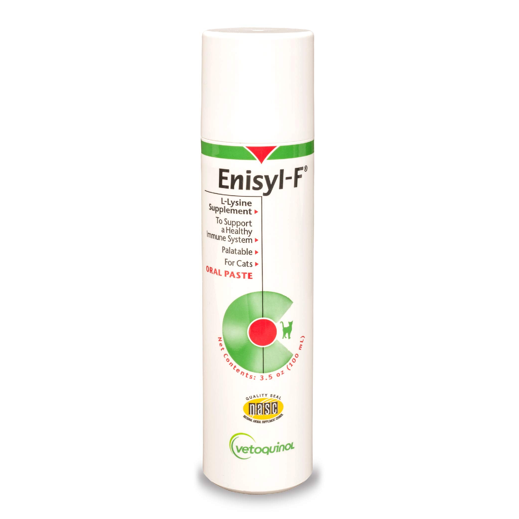 Vetoquinol Enisyl-F, botella de pasta L-Lisina con sabor atún para uso diario.