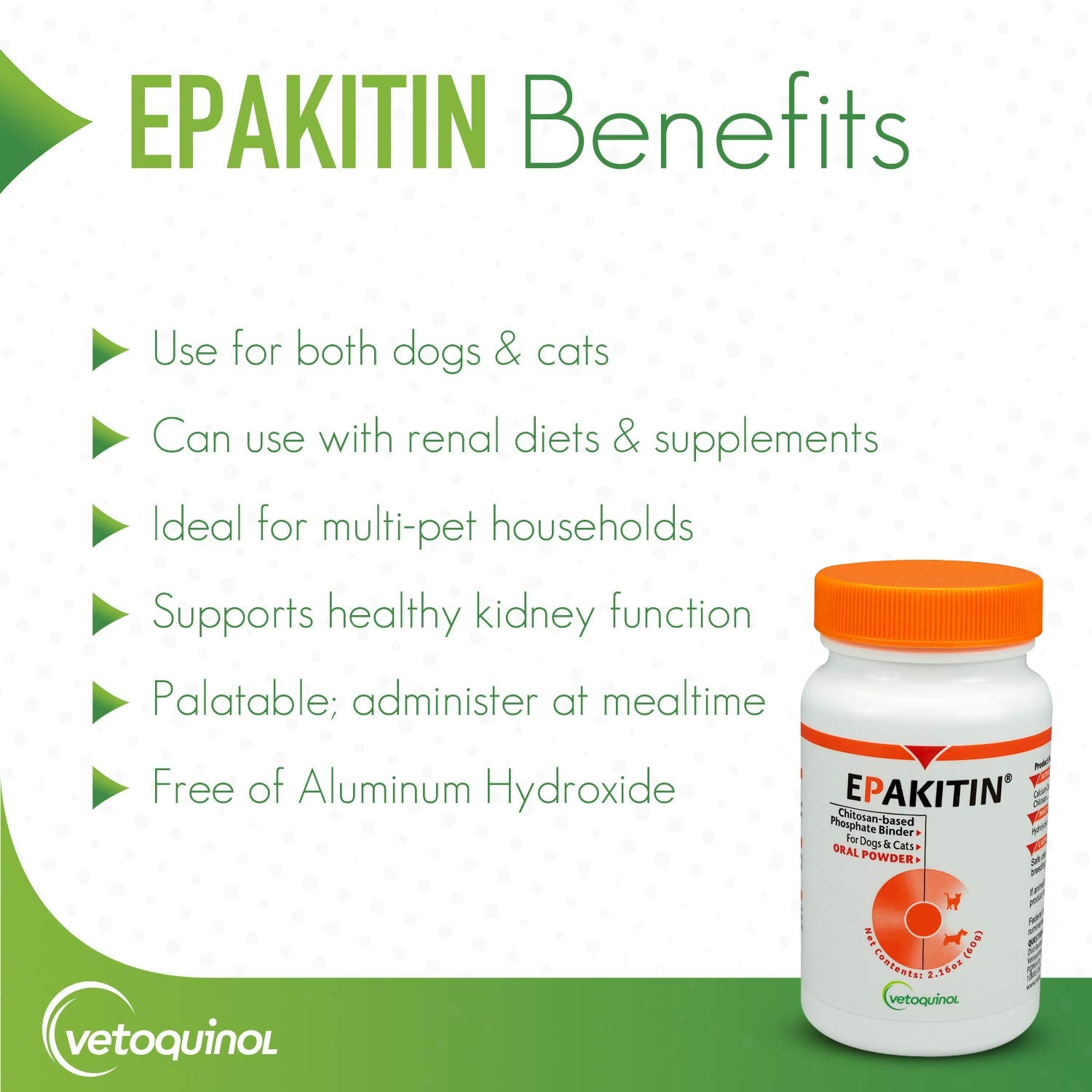 Vetoquinol Epakitin empaque de 300 g para dosificación diaria