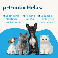Gotas de Vetoquinol pH•notix, facilitan la eliminación suave del cerumen.