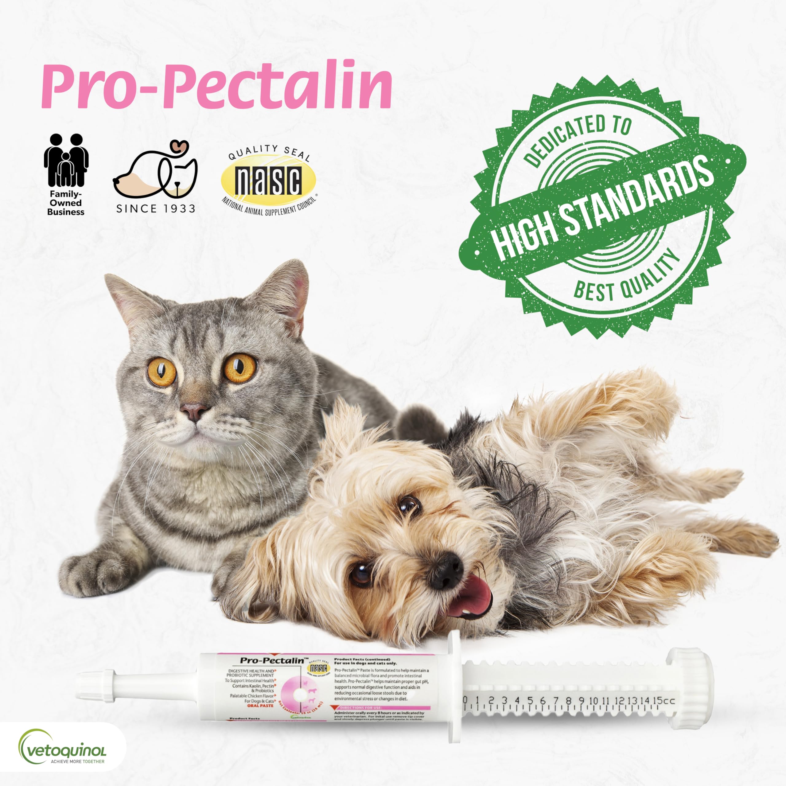 Mezcla fácil con comida de Pro-Pectalin para perros y gatos.