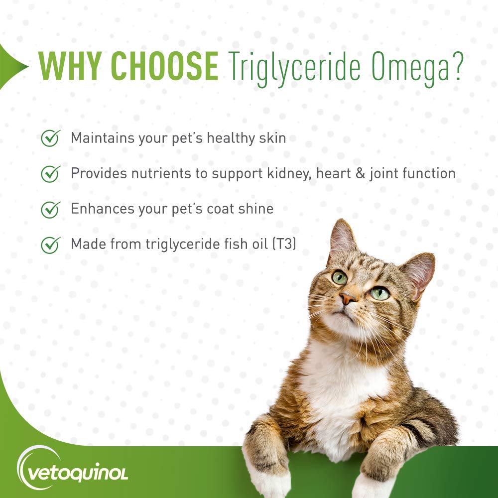 Vetoquinol Triglyceride Líquido Omega-3 en gotas para facilitar la administración.