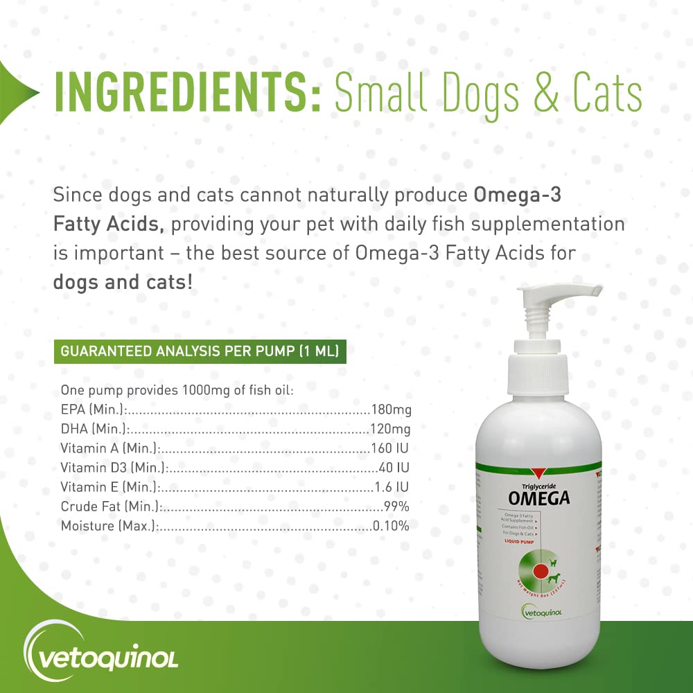 Vetoquinol Triglyceride Líquido Omega-3 procedente de pescado Atlántico salvaje.