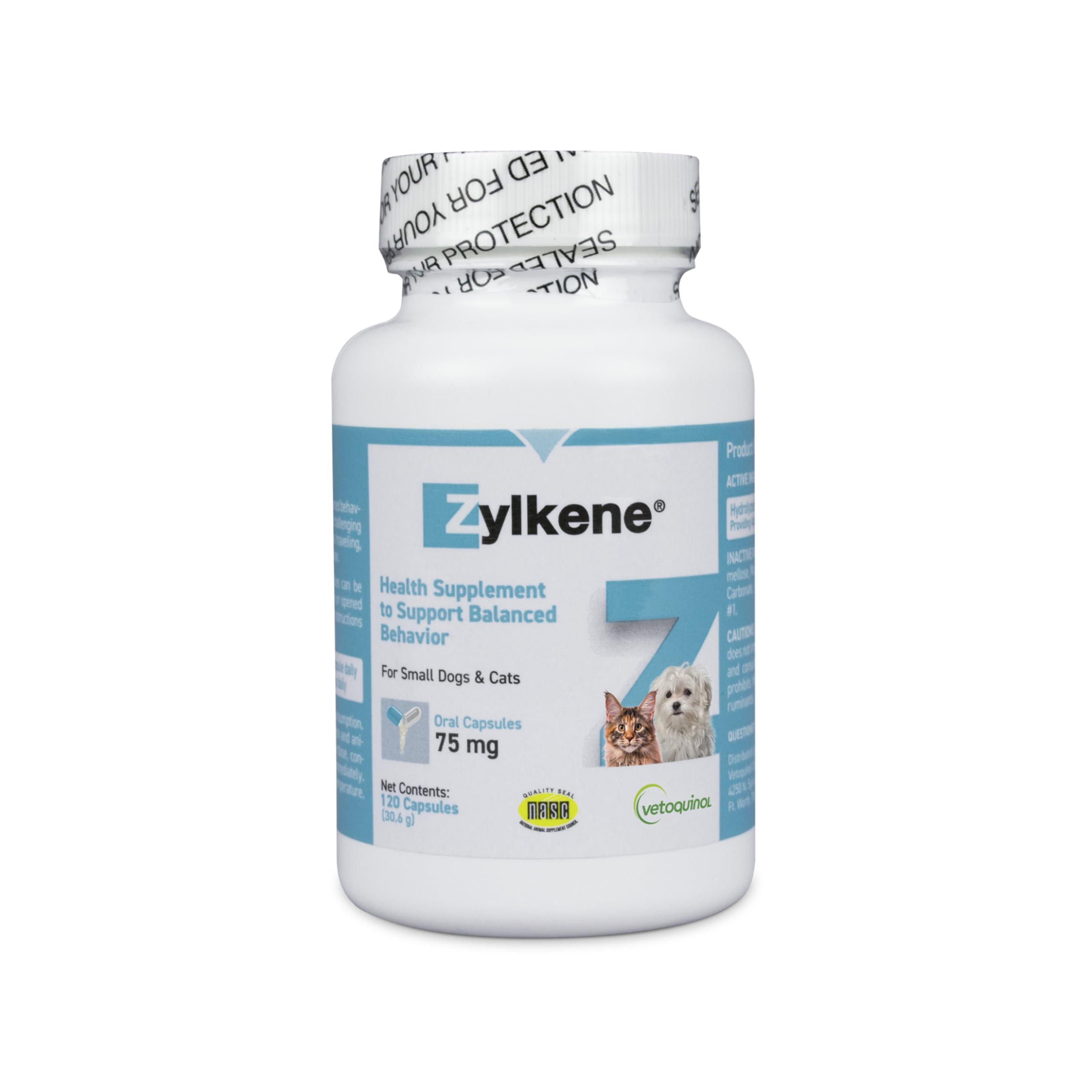 Vetoquinol Zylkene cápsula para perros y gatos, ayuda a la calma diaria.