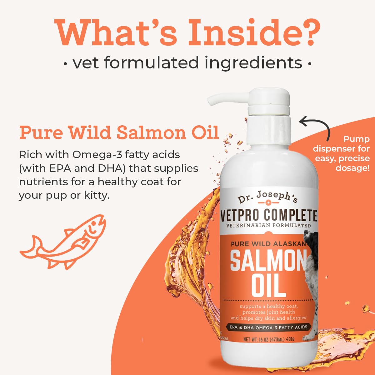 VetPro Complete, pelo brillante y piel sana gracias al aceite de salmón Alaska.