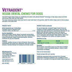 Vetradent Veggie Dental Chews textura masticable ayuda a limpiar dientes difíciles de alcanzar.