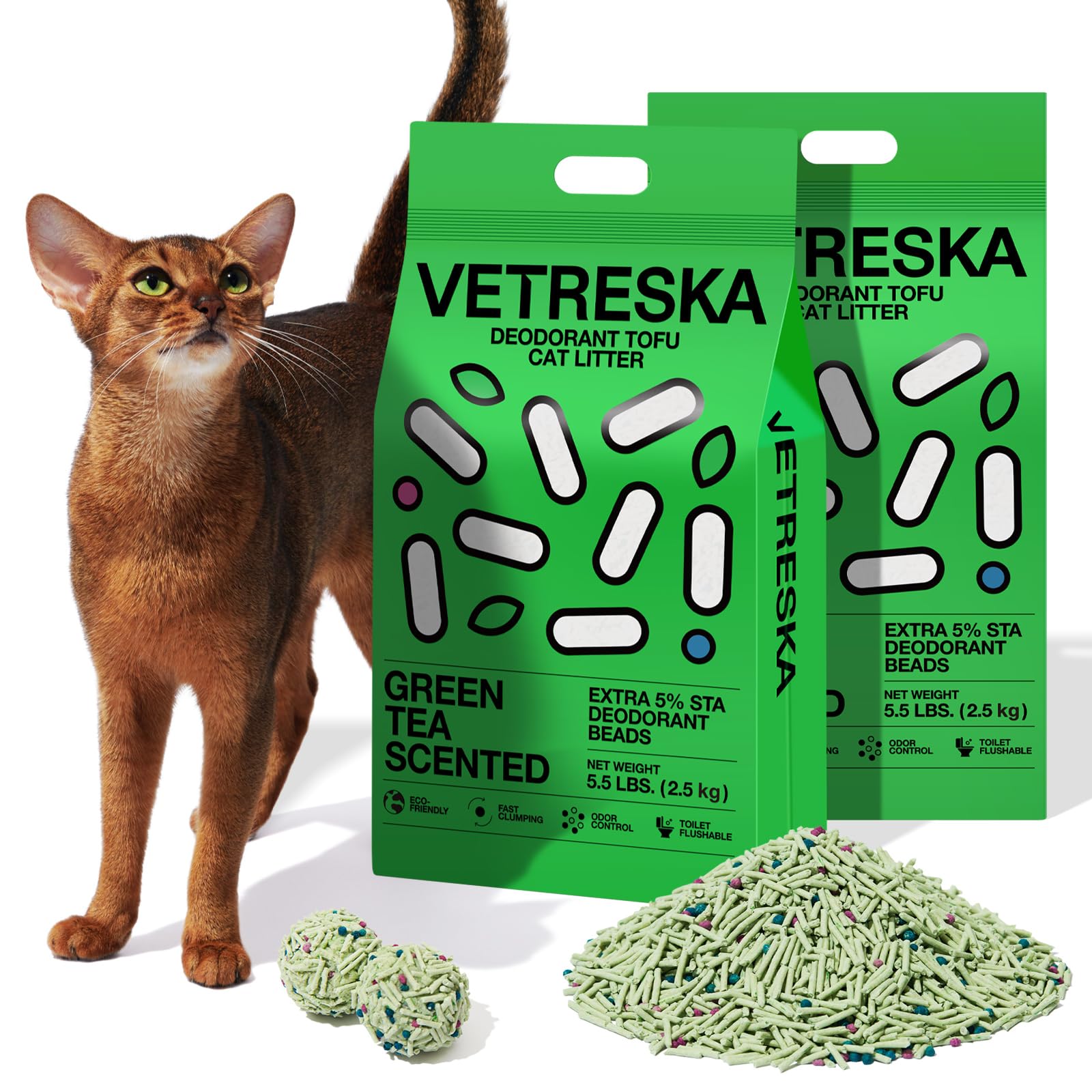 VETRESKA arena de tofu para gatos: absorción ultra y clumping rápido para limpieza fácil