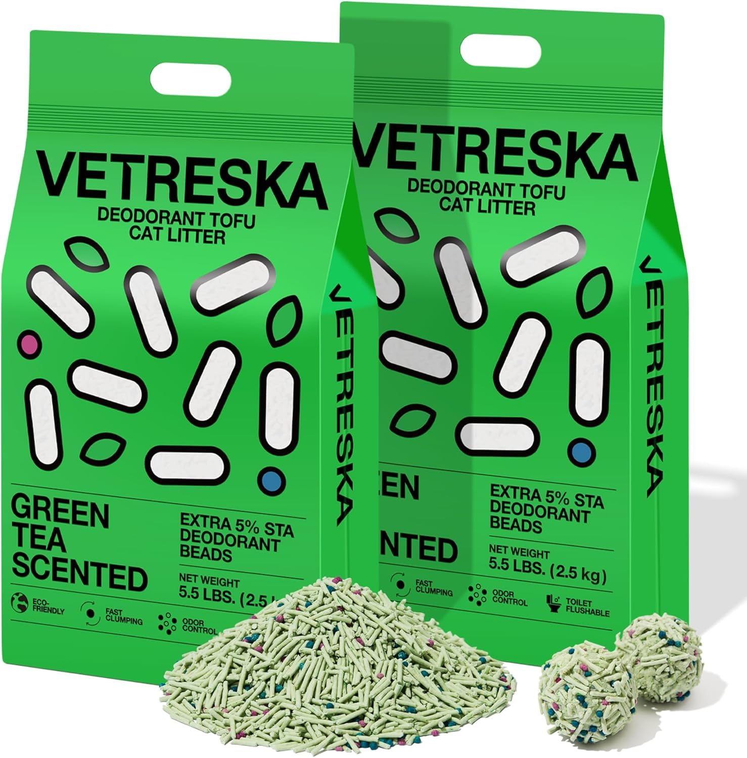 VETRESKA arena de tofu para gatos: textura estable que facilita el rastrilleo