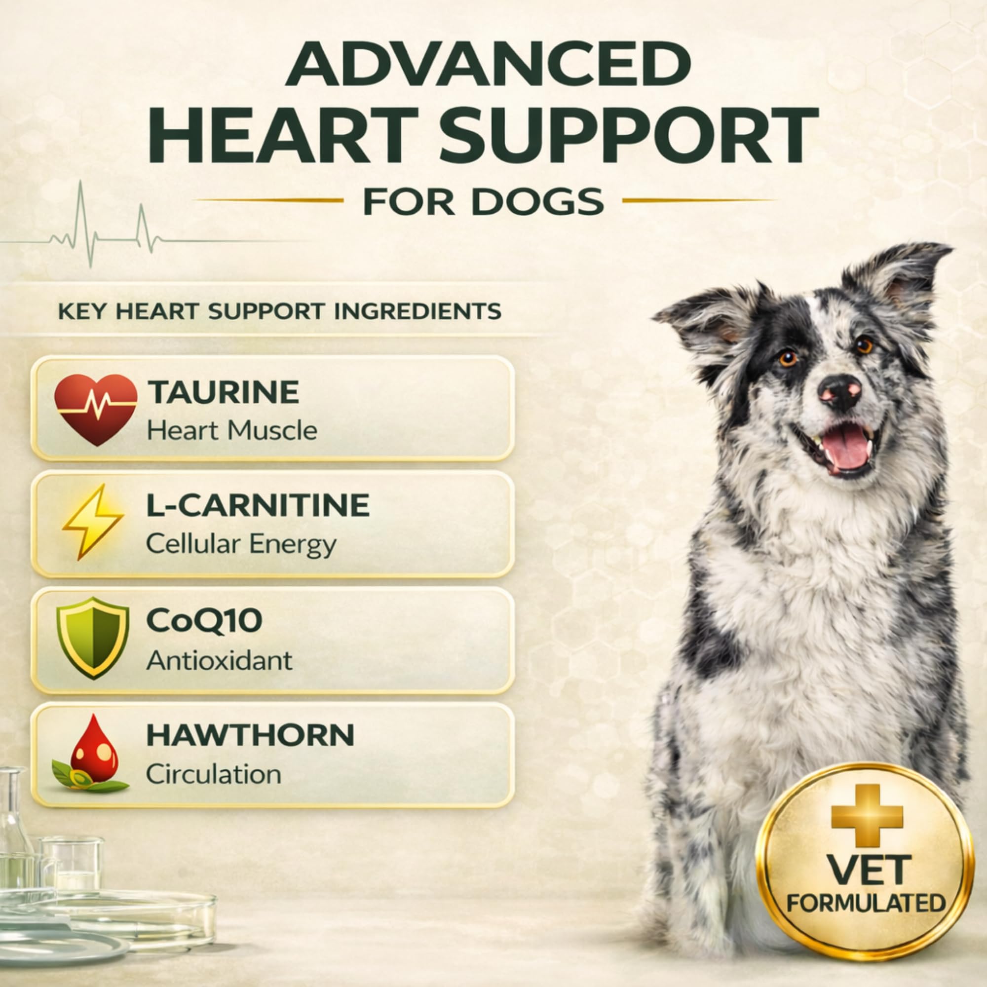 VetriScience Extra Strength Healthy Heart: apto para perros de todas las edades con soporte cardio.