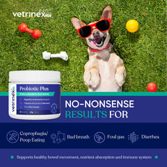 Frasco con UFC de Vetrinex Labs, tres mil millones de unidades para promover digestión.