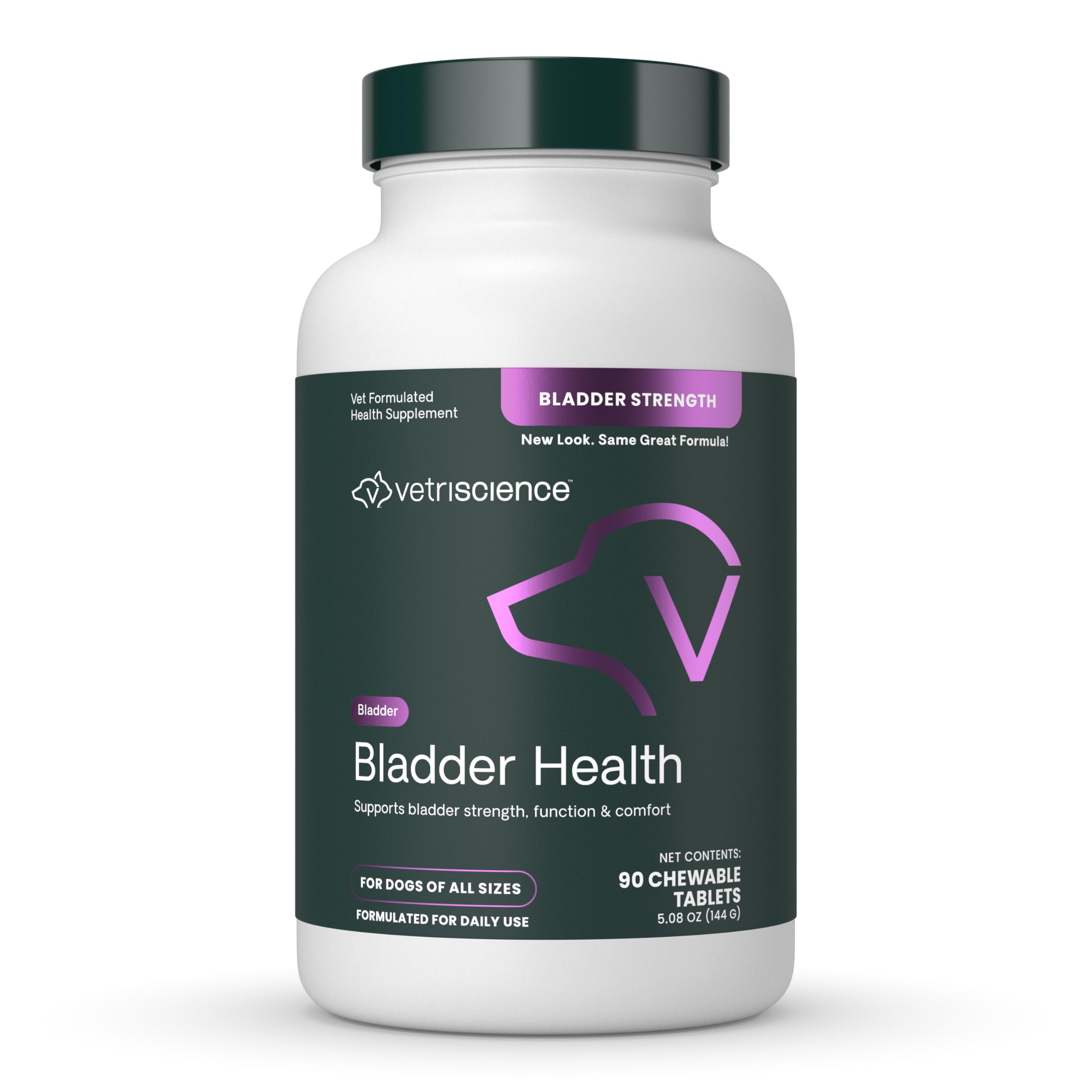 VetriScience Salud de la vejiga, tabletas masticables, vista frontal del envase