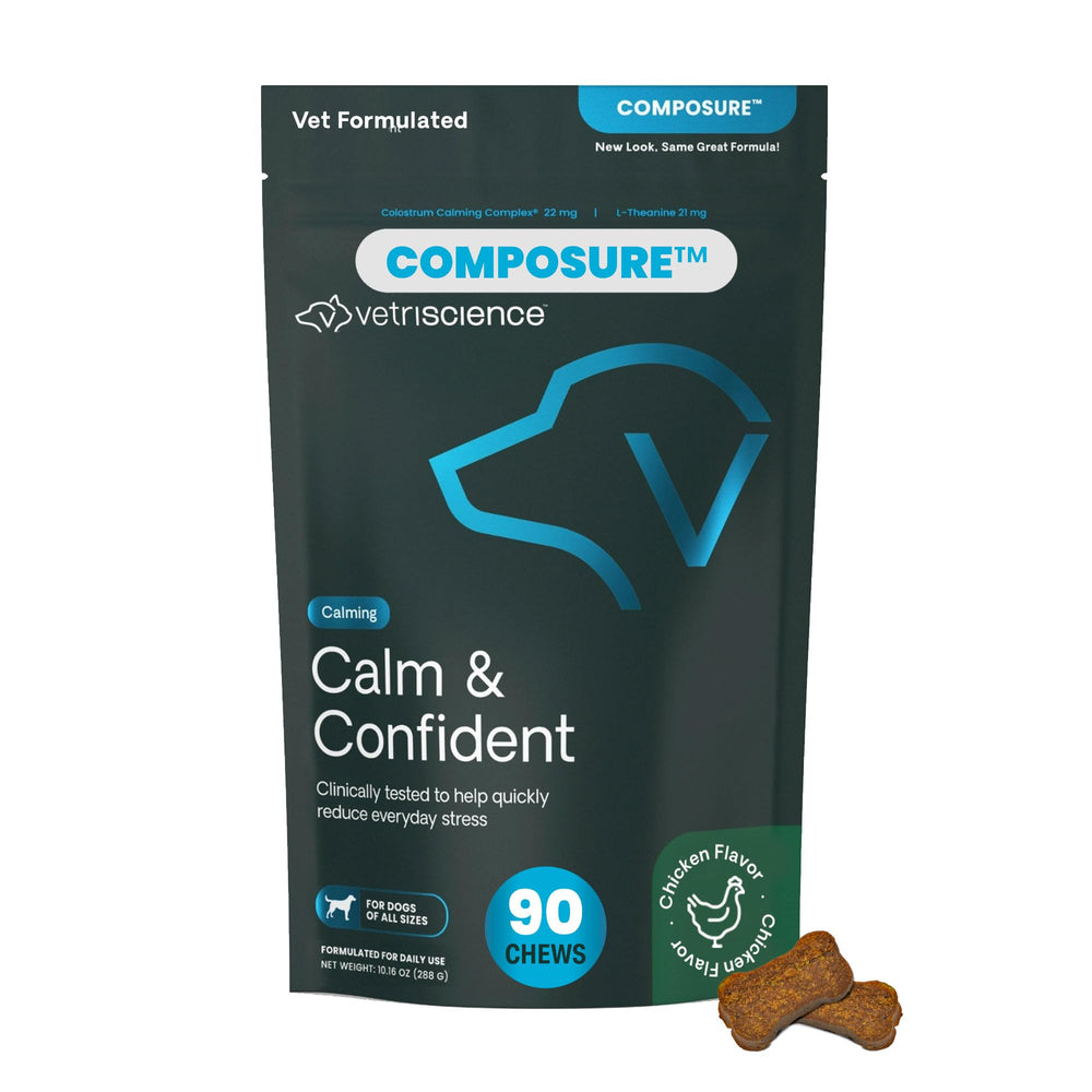 VetriScience Calma y Confianza masticables para perros, empaque listo para compra.