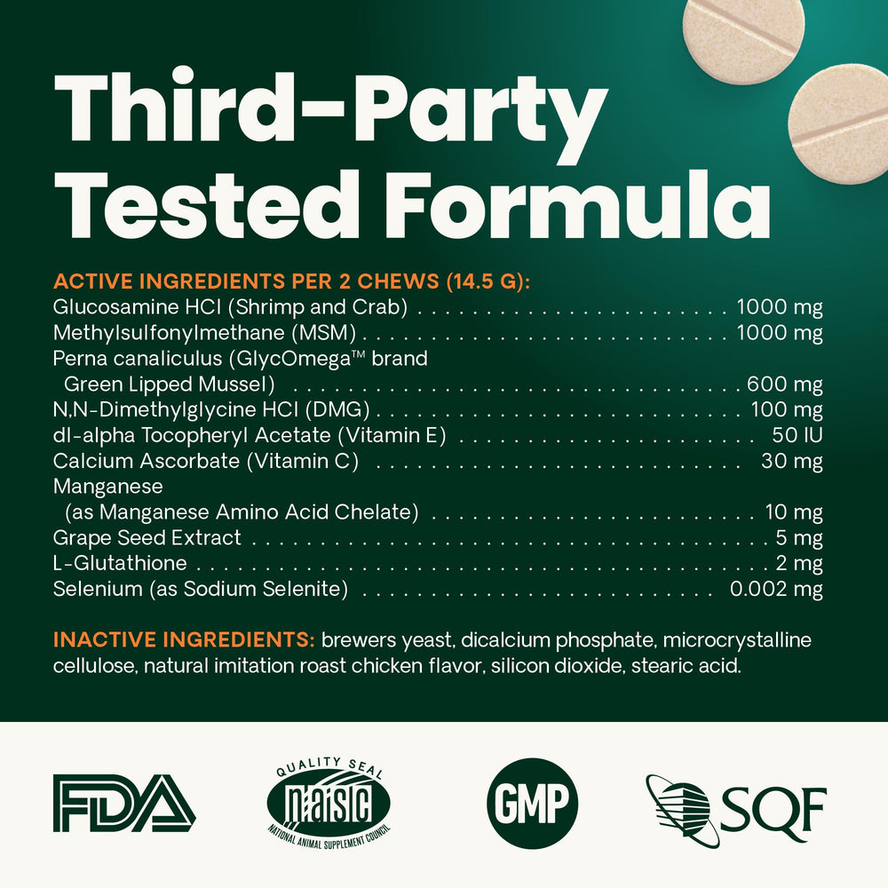 Tabletas fáciles de administrar para la dosis diaria de GlycoFlex 3.