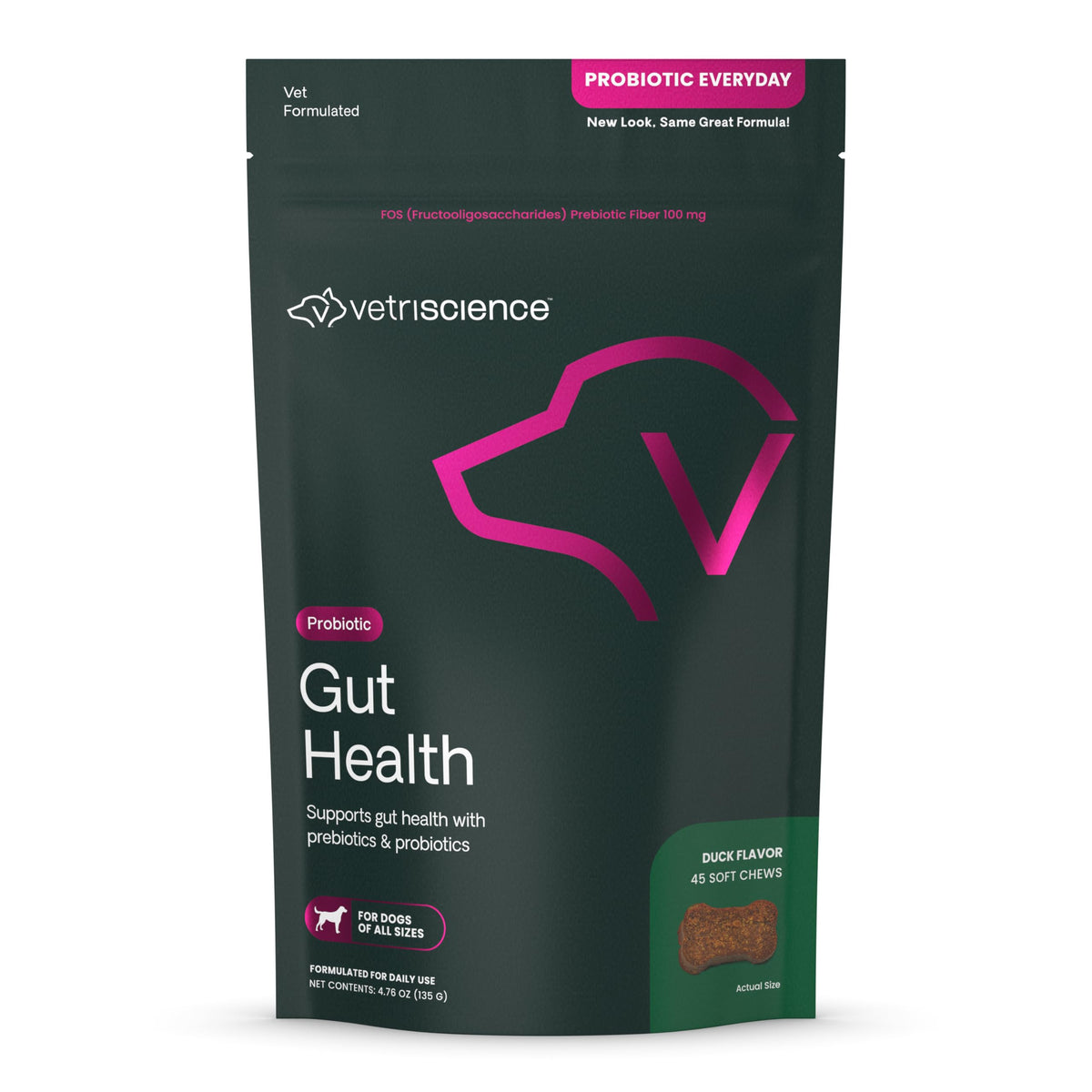 VetriScience: bocadillos de pato para apoyar la salud digestiva diaria.