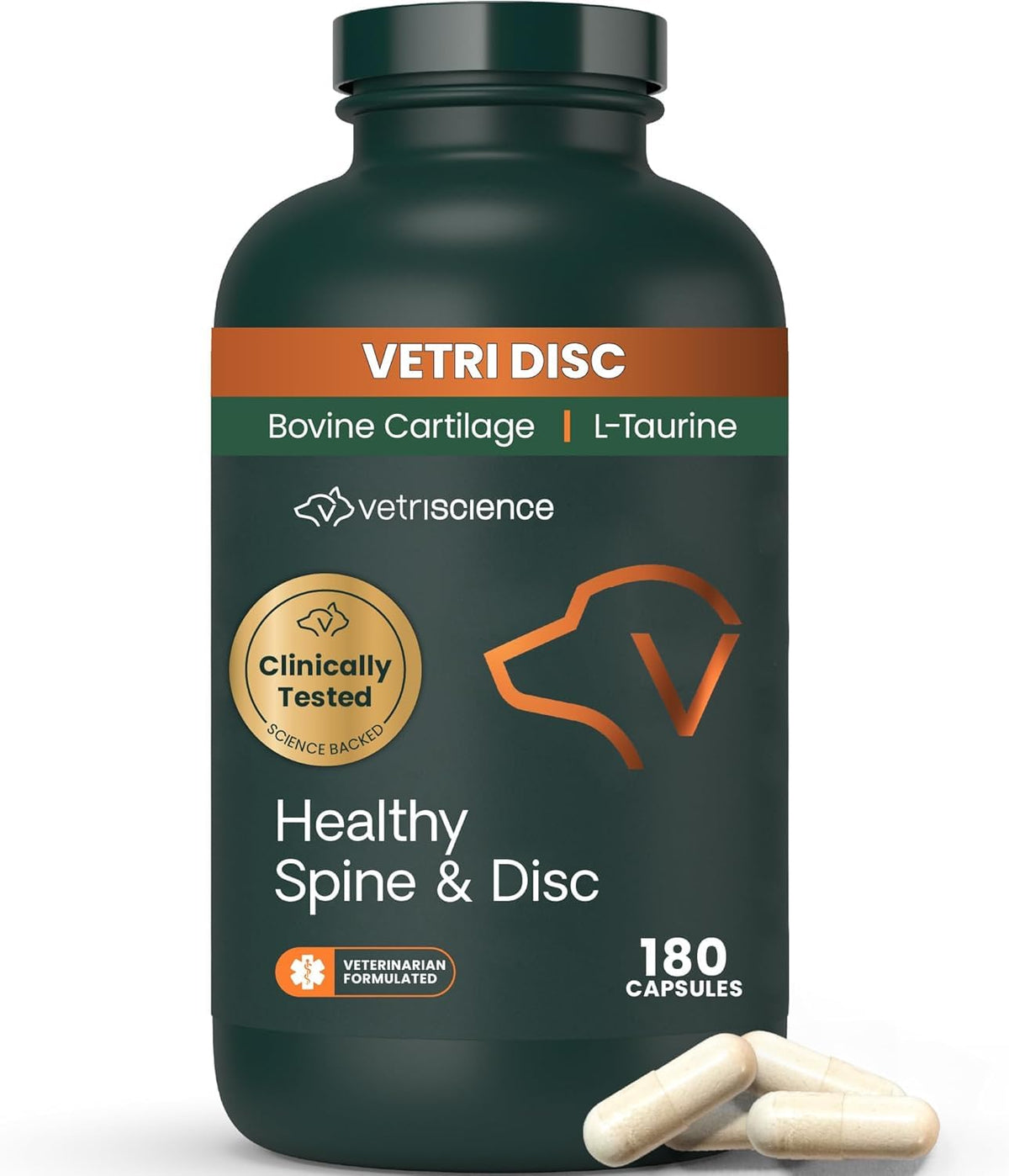 VetriScience Healthy Spine & Disc: botella para el soporte de espalda en perros.