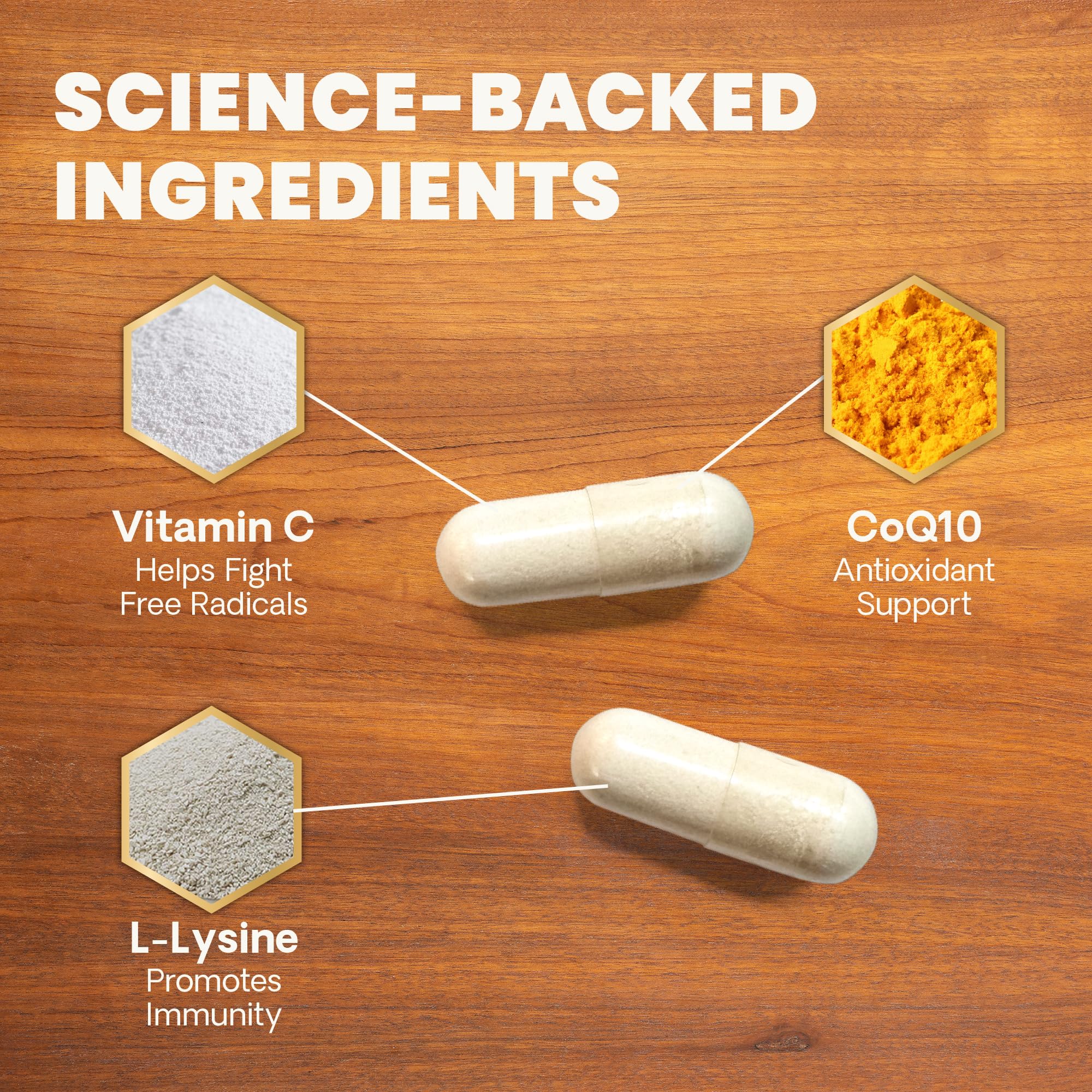 VetriScience Immunity Health: cápsulas en mano para dosificación fácil.
