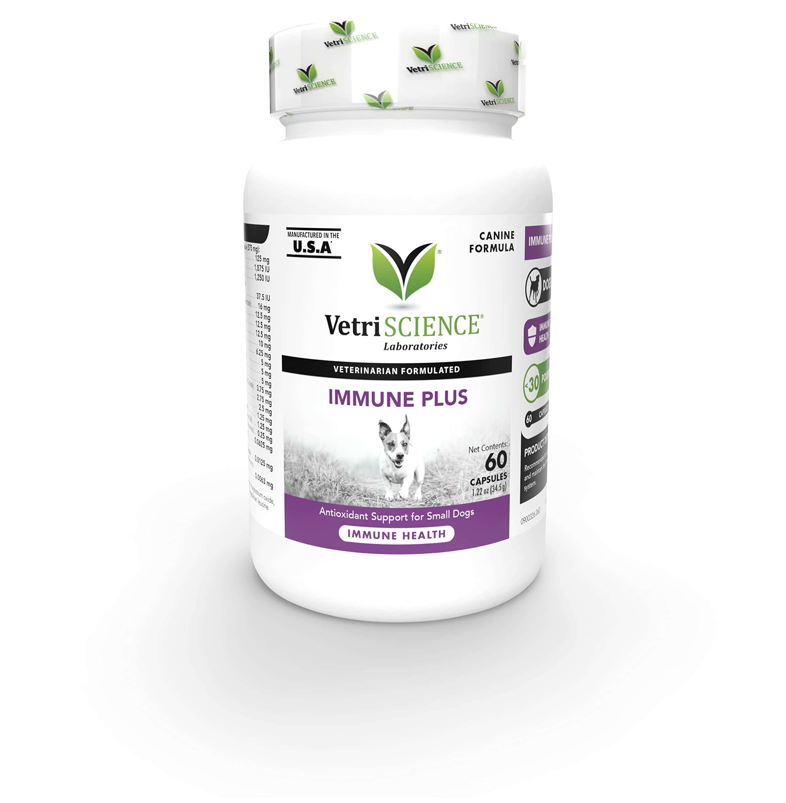 VetriScience Immunity Health: botella de cápsulas para perros pequeños que apoya la inmunidad.
