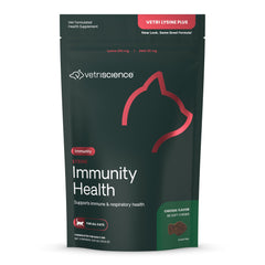 VetriScience Lysine Immunity Health para gatos, gomitas suaves para apoyo inmunitario.