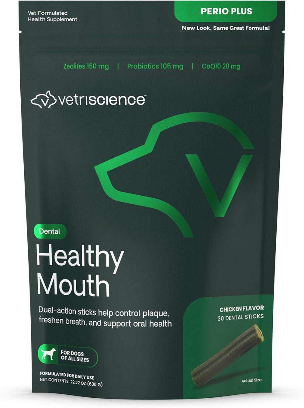 VetriScience Perio Plus Stix para perros, dientes más limpios.