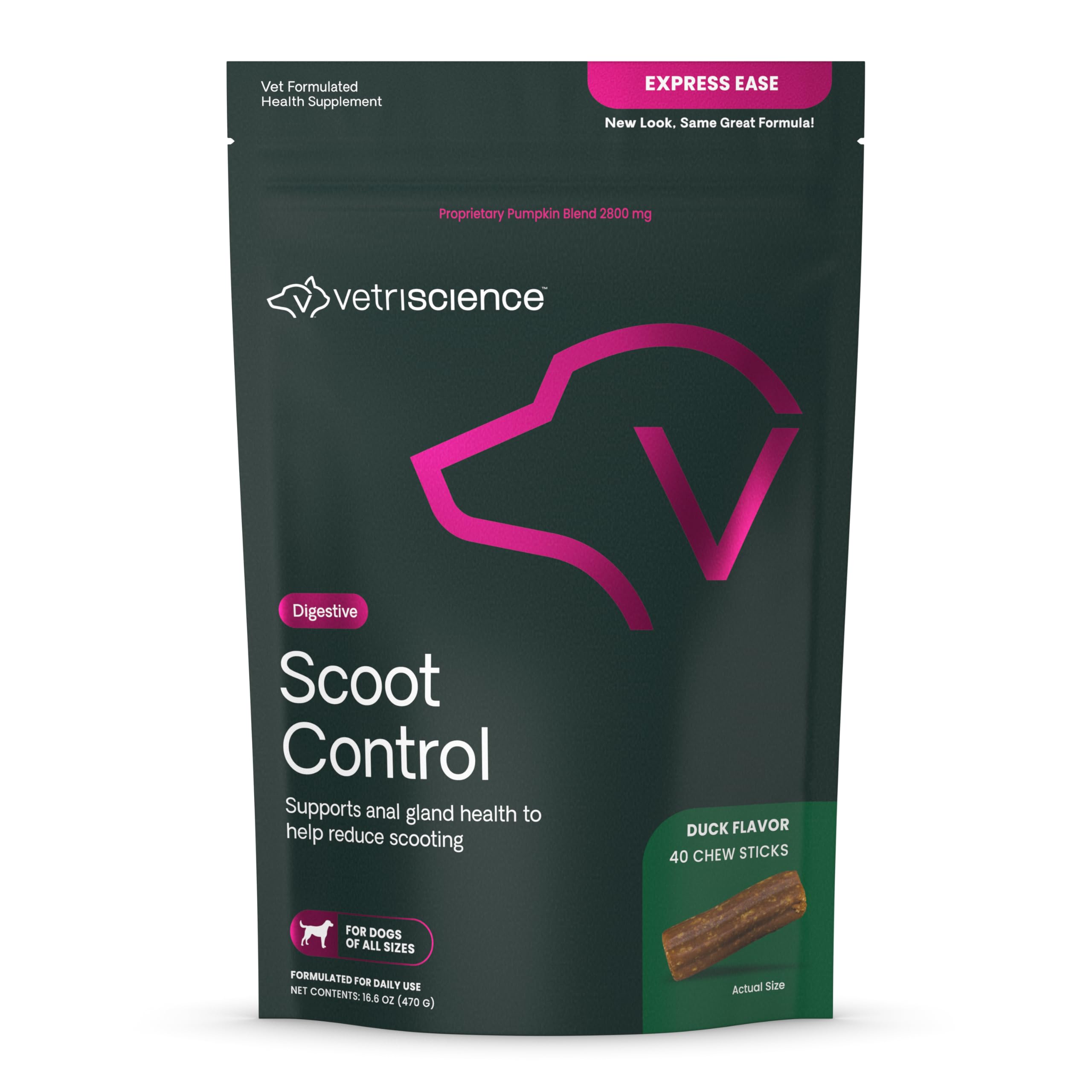 Gomitas VetriScience Scoot Control para perros, fibra para heces firmes.