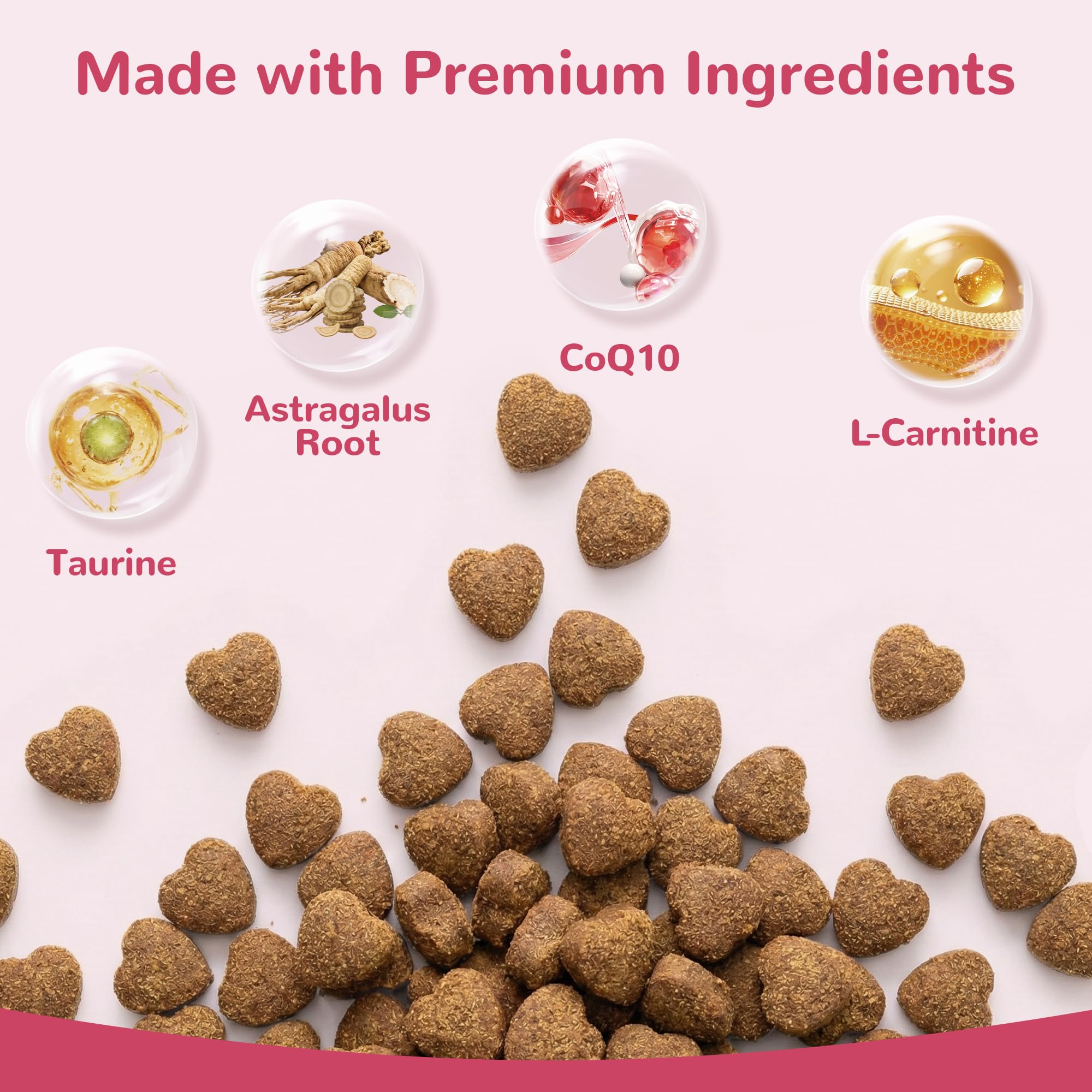 Vetriuntrix Ingredientes clave: CoQ10 y L-Carnitina para soporte cardíaco.