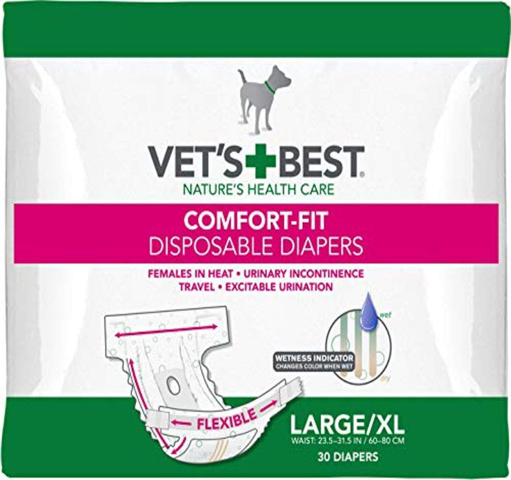 Vet's Best Comfort Fit para panales de perra grande con ajuste cómodo y protección seca.