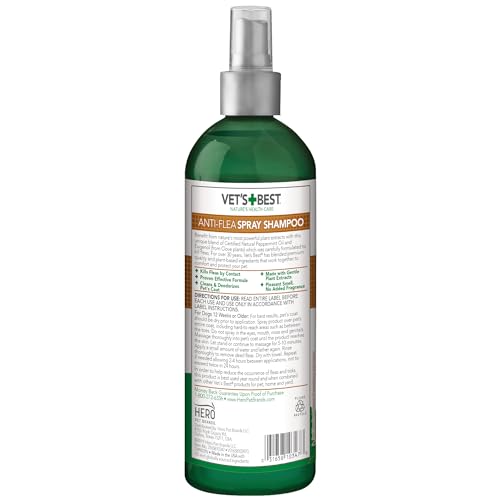 Vet's Best spray aplicado en el pelaje del perro para protección diaria