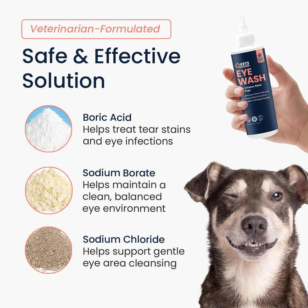 Vets Preferred tear stain remover for dogs helps lighten crust and discharge.
